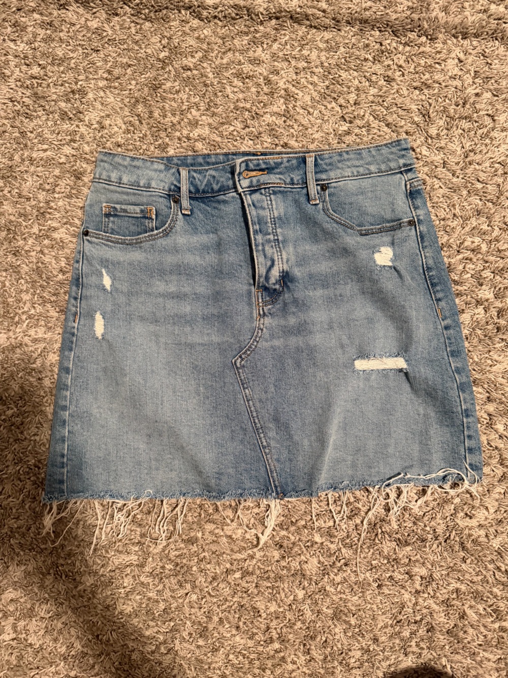 Old Navy Light Blue Distressed Denim Mini Skirt